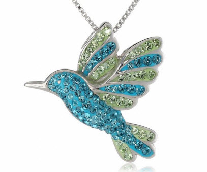 3D Hummingbird Charm Necklace Feeder Bird Gift Wings NEW 925 Sterling Silver