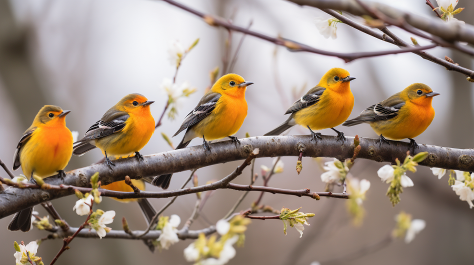 Red, Orange, and Yellow Birds Found in New Hampshire